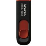 C008 USB 2.0 Retractable Capless Flash Drive - 32GB Black/Red