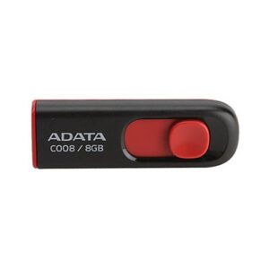 C008 USB 2.0 Retractable Capless Flash Drive - 8GB Black/Red