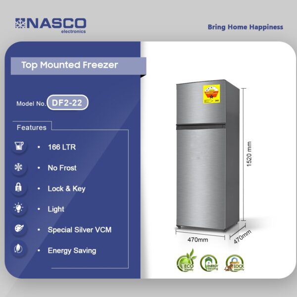 Nasco 166L Gross Double Door Fridge | DF2-22)