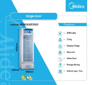 MIDEA 400LTR SINGLE DOOR DISPLAY FRIDGE MDRZ432FZG21 - Image 4