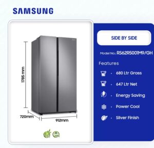 SAMSUNG-647LTR-SIDE-BY-SIDE-REFRIGERATOR-RS62R5001M9/GH - Image 4