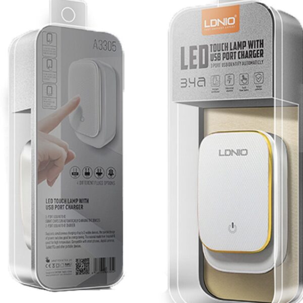 LDNIO TOUCH LAMP WITH USB PORT CHARGER TYPE C A3305