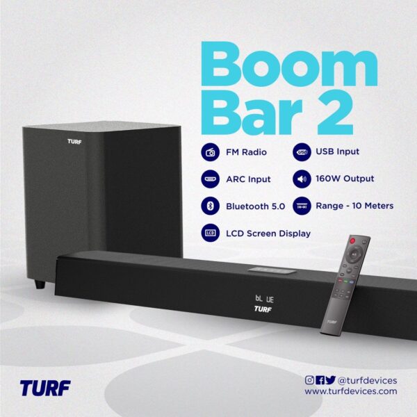 Turf Boombar2 Bluetooth Soundbar and Woofer
