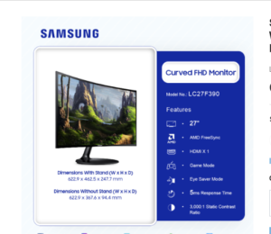 SAMSUNG 27" FULL HD LED MONITOR WITH SUPER SLIM DESIGN LC27F390FHMXZN LC27F390FHM