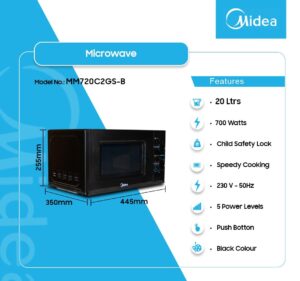 MIDEA 20LTR SOLO MICROWAVE MM720C2GS-B