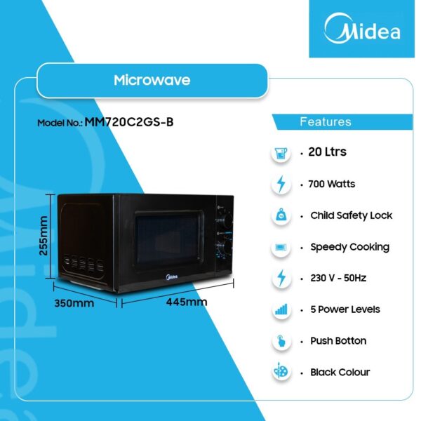 MIDEA 20LTR SOLO MICROWAVE MM720C2GS-B