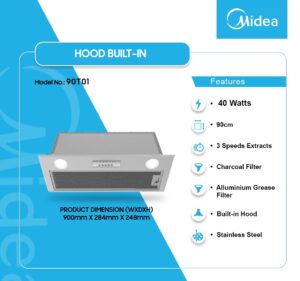 MIDEA 90CM HOOD BUILT-IN EXTRACTOR 90T01