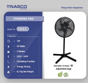 NASCO 18″ INDUSTRIAL STANDING FAN FS45-5