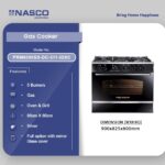 NASCO 5 BURNER GAS COOKER WITH OVEN & GRILL [PRM6090SS-DC-511-IDSC]