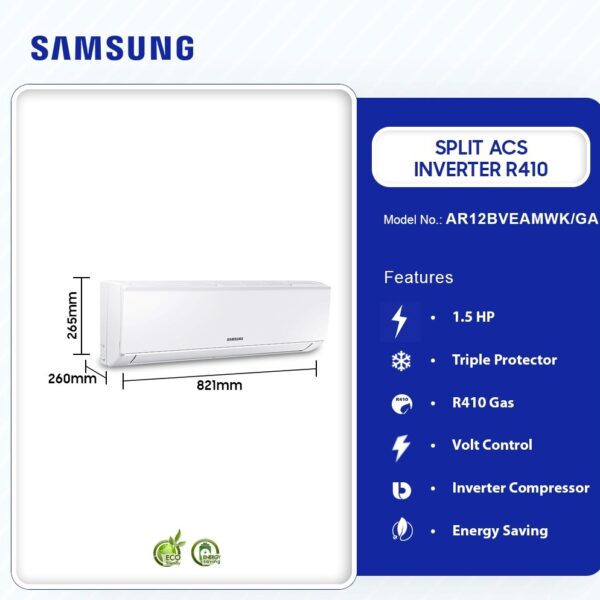 SAMSUNG 1.5HP WIND FREE SPLIT ACS INVERTER R410 AR12BVEAMWK/GA