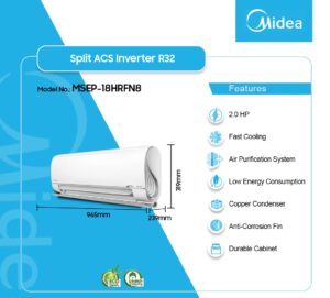 MIDEA 2.0HP SPLIT AC R32 INVERTER MSEP 5 STARS  MSEP-18HRFN8