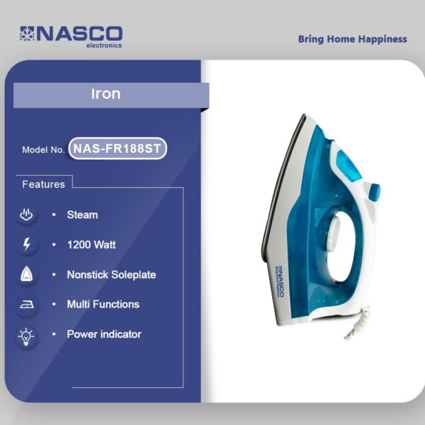NASCO 1200 WATTS STEAM IRON NAS-FR158ST