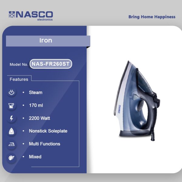 NASCO 2200 WATTS STEAM IRON NAS-FR260ST
