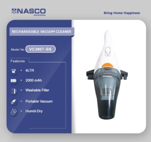 NASCO PORTABLE RECHARGEABLE VACUUM CLEANER VC3907-GS