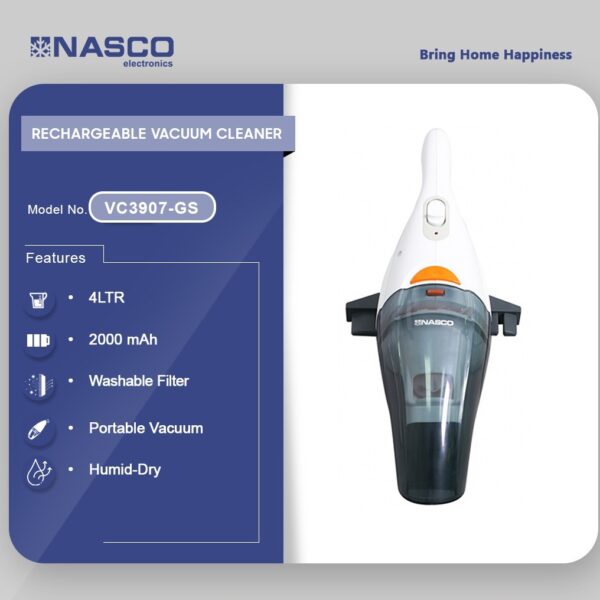 NASCO PORTABLE RECHARGEABLE VACUUM CLEANER VC3907-GS