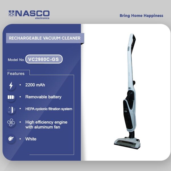 NASCO RECHARGEABLE VACUUM CLEANER VC2980C-GS