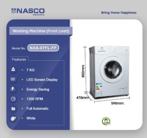 NASCO 7KG FRONT LOAD FULL AUTO WASHING MACHINE NAS-07FL-FF