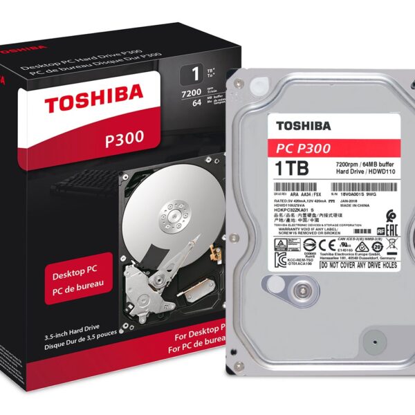 TOSHIBA 1TB Hard Drive Disk Internal HD HDD 7200 RPM 32 MB Cache 3.5" SATA3 for Desktop PC Computer DT01ACA100