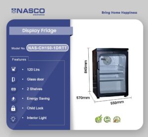 NASCO 120LTR DISPLAY FRIDGE NAS-CH150-1DRTT 2STARS