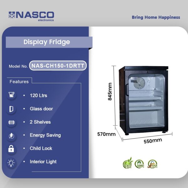 NASCO 120LTR DISPLAY FRIDGE NAS-CH150-1DRTT 2STARS