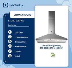 ELECTROLUX CHIMNEY HOODS LFC319X 90CM - Image 3