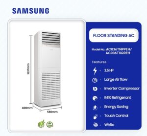 SAMSUNG 3.5 HP FLOOR STANDING AC with R410 Gas AC036TNPPEH/AC036TXQREH - Image 2
