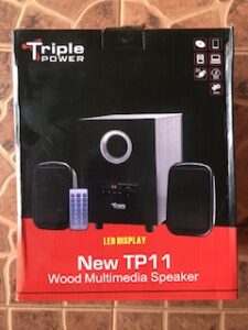 Triple power wood multimedia speaker