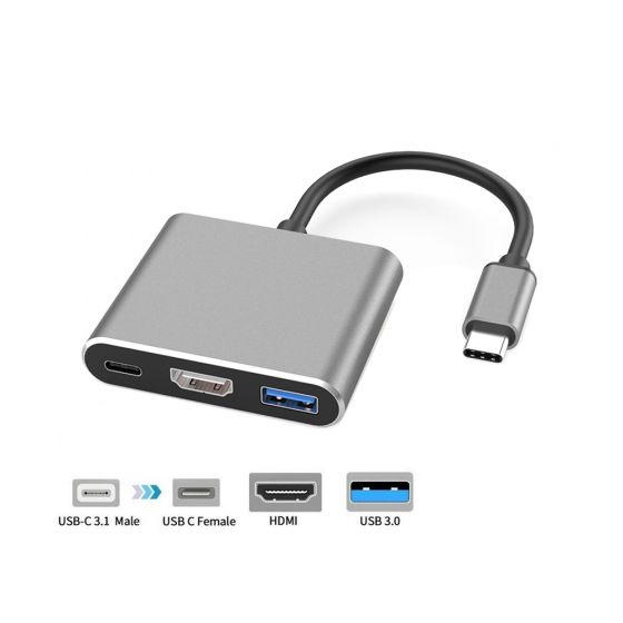 USB 3.1 Type C To HDMI 4K With USB 3.0 Hub USB C Female Cable Converter ...