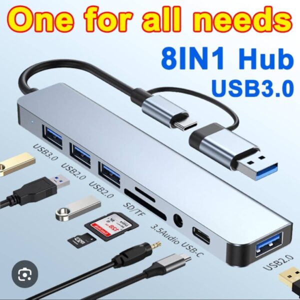 8-In-1 Usb Hub 3.0 Usb C Hub Dock Station 5gbps High Speed Transmission Usb Splitter Type C To Usb