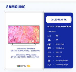 SAMSUNG-85″INCH-Q-LED-FLAT-4K-TELEVISION-QA85Q60DAUXGH