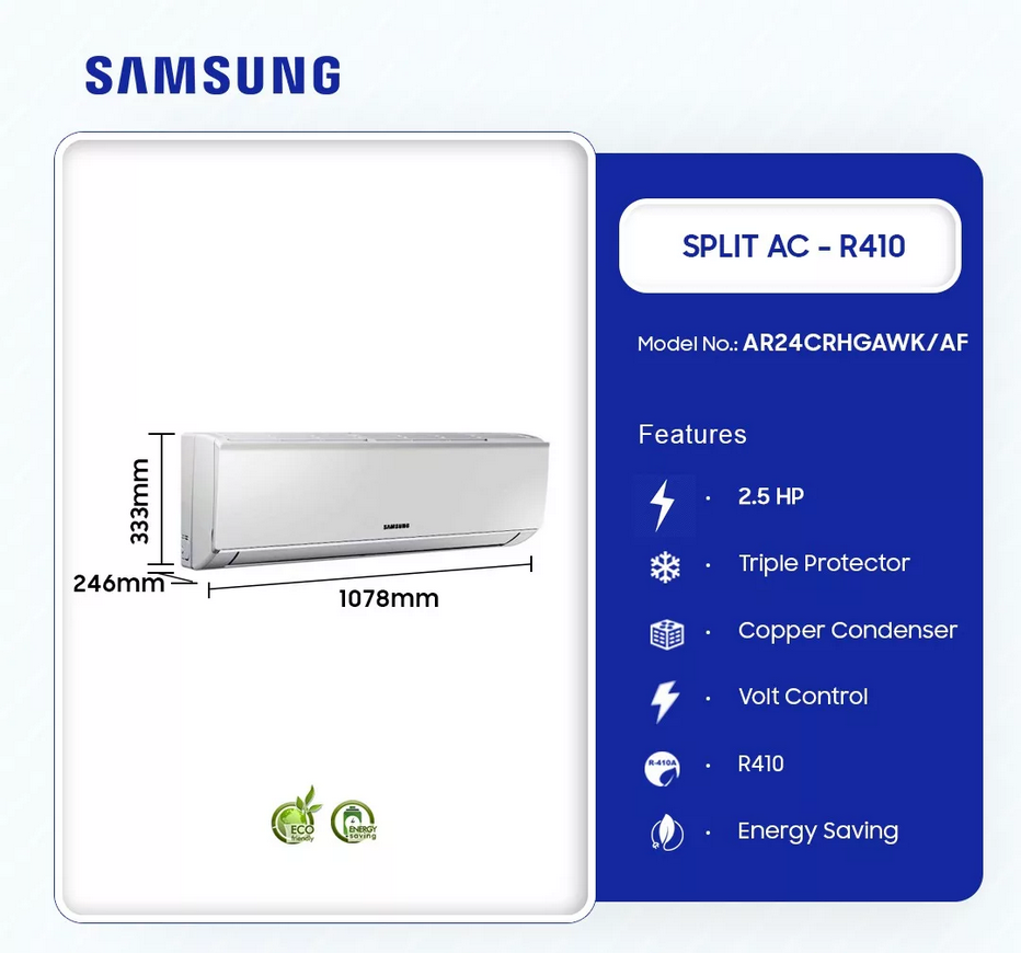 SAMSUNG-2.5HP-R410-SPLIT-AC-AR24CRHGAWK/AF - sharpsupplygh
