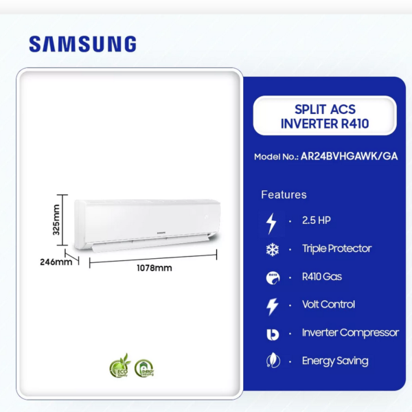 SAMSUNG-2.5HP-SPLIT-ACS-INVERTER-R410-AR24BVHGAWK/GA