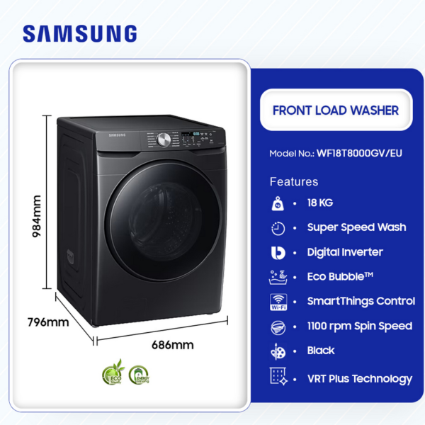SAMSUNG-18KG-FRONT-LOAD-FULL-AUTO-WASHER-WASHING-MACHINE- WF18T8000GV/EU