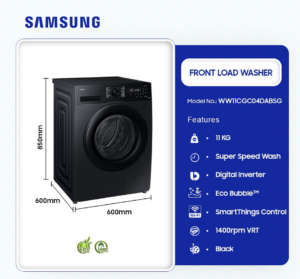SAMSUNG-11KG-FRONT-LOAD-FULL-AUTO-WASHER-WASHING-MACHINE- WW11CGC04DABSG - Image 2