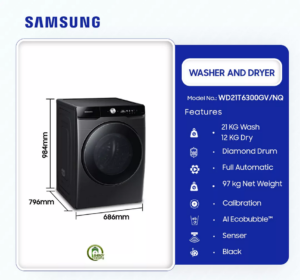 SAMSUNG-21KG-WASHER-&-12KG-DRYER-WASHING-MACHINE-WD21T6300GV/NQ - Image 2