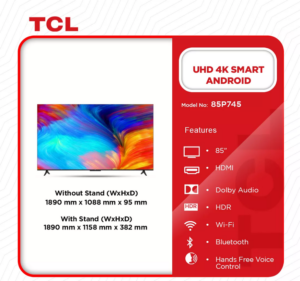 TCL-UHD-4K-SMART-ANDROID-TV-85”-85P745