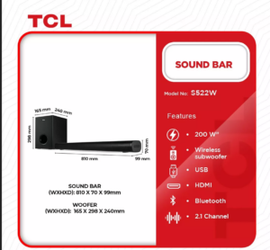 TCL-AUDIO-SOUND-BAR-200W-S522W - Image 2