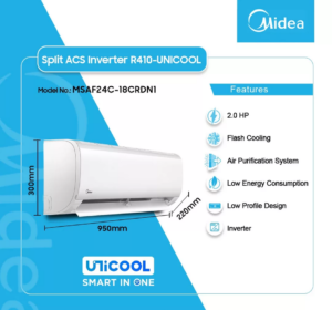 MIDEA-SPLIT-INVERTER-R410-UNICOOL-2.0HP-AC-MSAF24C-18CRDN1 - Image 2