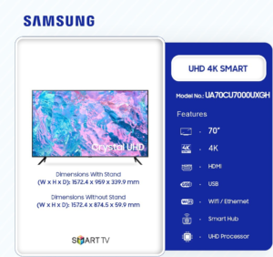 SAMSUNG-UHD-SMART-4K-70-INCH-TELEVISION-UA70CU7000UXGH - Image 6