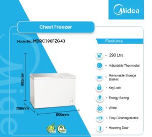 MIDEA 290LTR CHEST FREEZER MDRC398FZG43 - Image 2