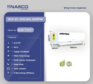 NASCO 2.5HP R410 SPLIT-DUAL INVERTER AIR CONDITIONER NAS-T24V1 - Image 2