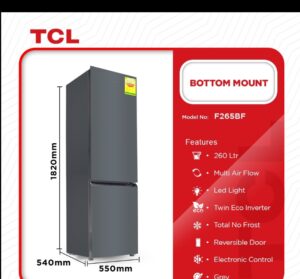 TCL BOTTOM MOUNT REFRIGERATOR 260LTRS F265BF - Image 3