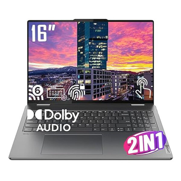 LENOVO LAPTOP YOGA 7, 16IRL8, 2 IN 1 CORE I5, 13TH GEN, 1335U, 512 GB SSD, 8GB RAM, 16" WUXGA, TOUCH SCREEN WIN 11, STORM GRAY, BACKLIT KEYBOARD, PF READER, 1 YEAR WARRANTY,