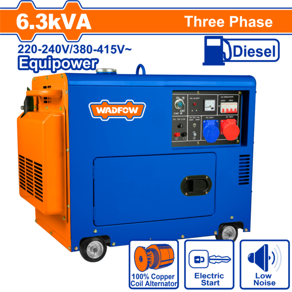 Wadfow Silent diesel generator 3 phase 5kW 6kVA WDG2A50DT