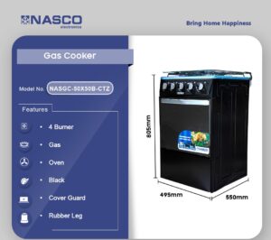 NASCO 4 BURNER GAS COOKER OVEN NASC-50X50B-CTZ - Image 2