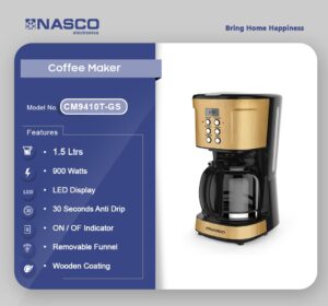 NASCO 900WATT COFFEE MAKER CM9410T-GS 1.5L - Image 2