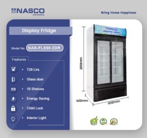 NASCO 728LTR DISPLAY FRIDGE NAS-FL850-2DR - Image 3