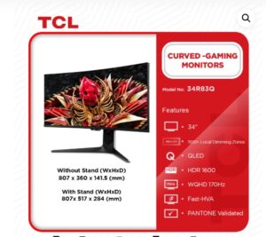 TCL CURVED GAMING MONITOR 34'' 34R83Q - Image 7