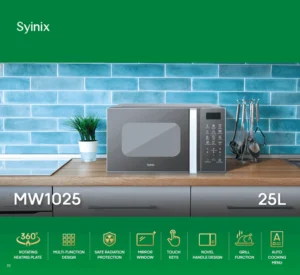 SYINIX 25L MICROWAVE OVEN WITH GRILL MIRROR DIGITAL- DOOR HANDLE MW1025-05D - Image 2