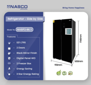 Nasco 521Ltrs Side By Side Refrigerator NASF2-66.1 - Image 8